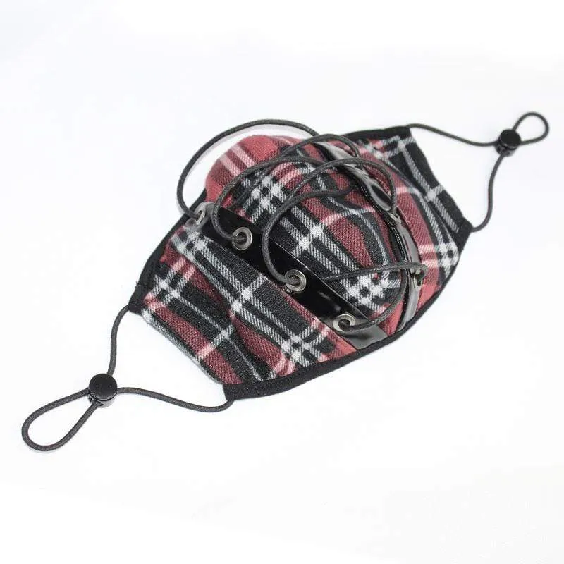 Unisex Gothic Fitted Ropes Plaid Masks With Disposable Filter Insert Set of two