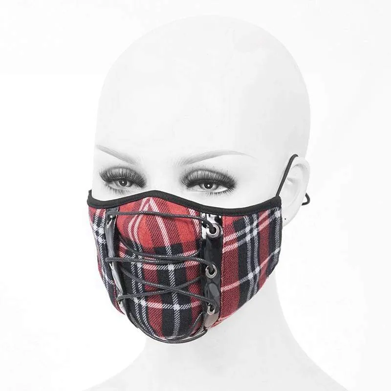 Unisex Gothic Fitted Ropes Plaid Masks With Disposable Filter Insert Set of two