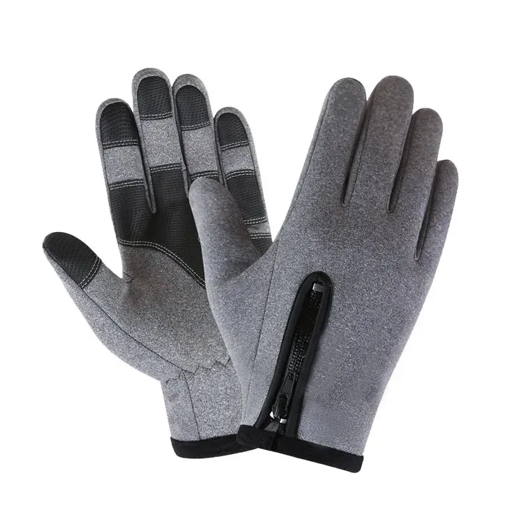 Winter Warm Fleece Gloves Warm Touchscreen Sport Fishing Splash-proof Skiing Army Cycling Snowboard Nonslip Zipper Gloves