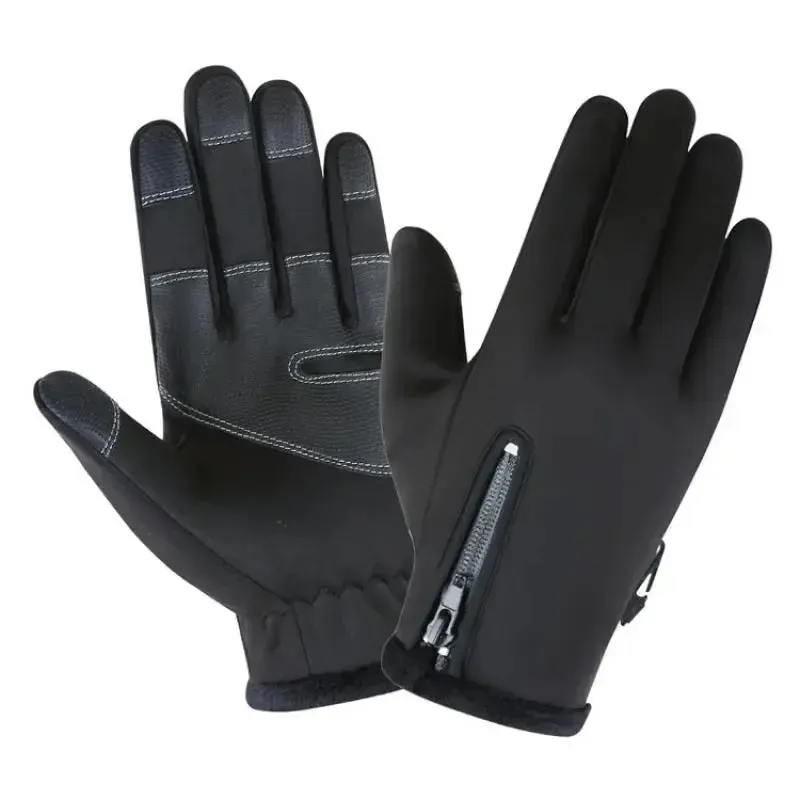 Winter Warm Fleece Gloves Warm Touchscreen Sport Fishing Splash-proof Skiing Army Cycling Snowboard Nonslip Zipper Gloves