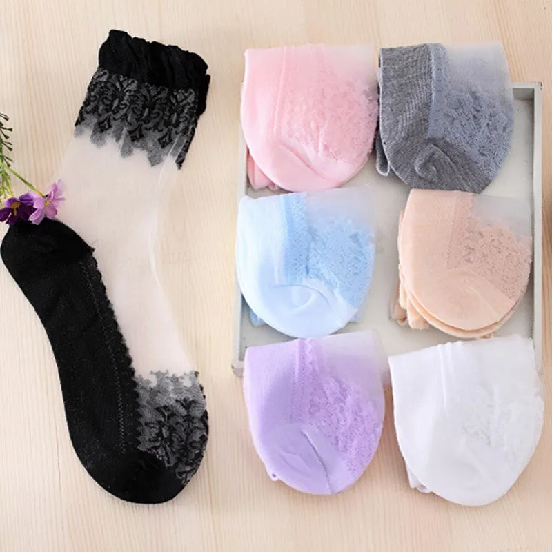 Women's Breathable Summer Lace Embroidery Socks