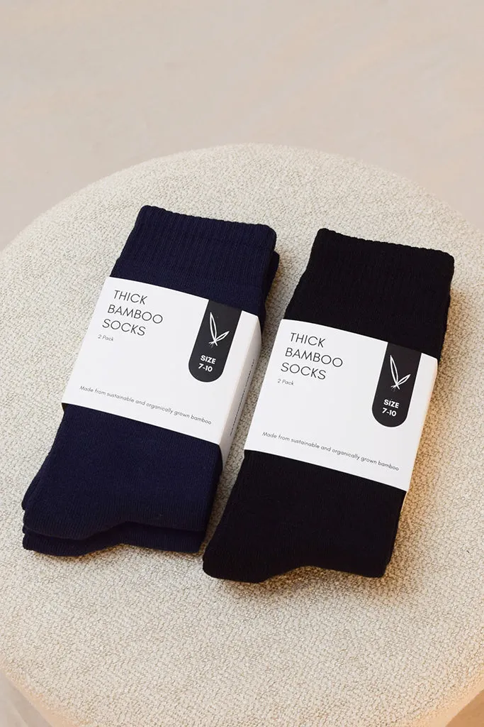 Women's Thick Bamboo Socks 2 Pack - Black