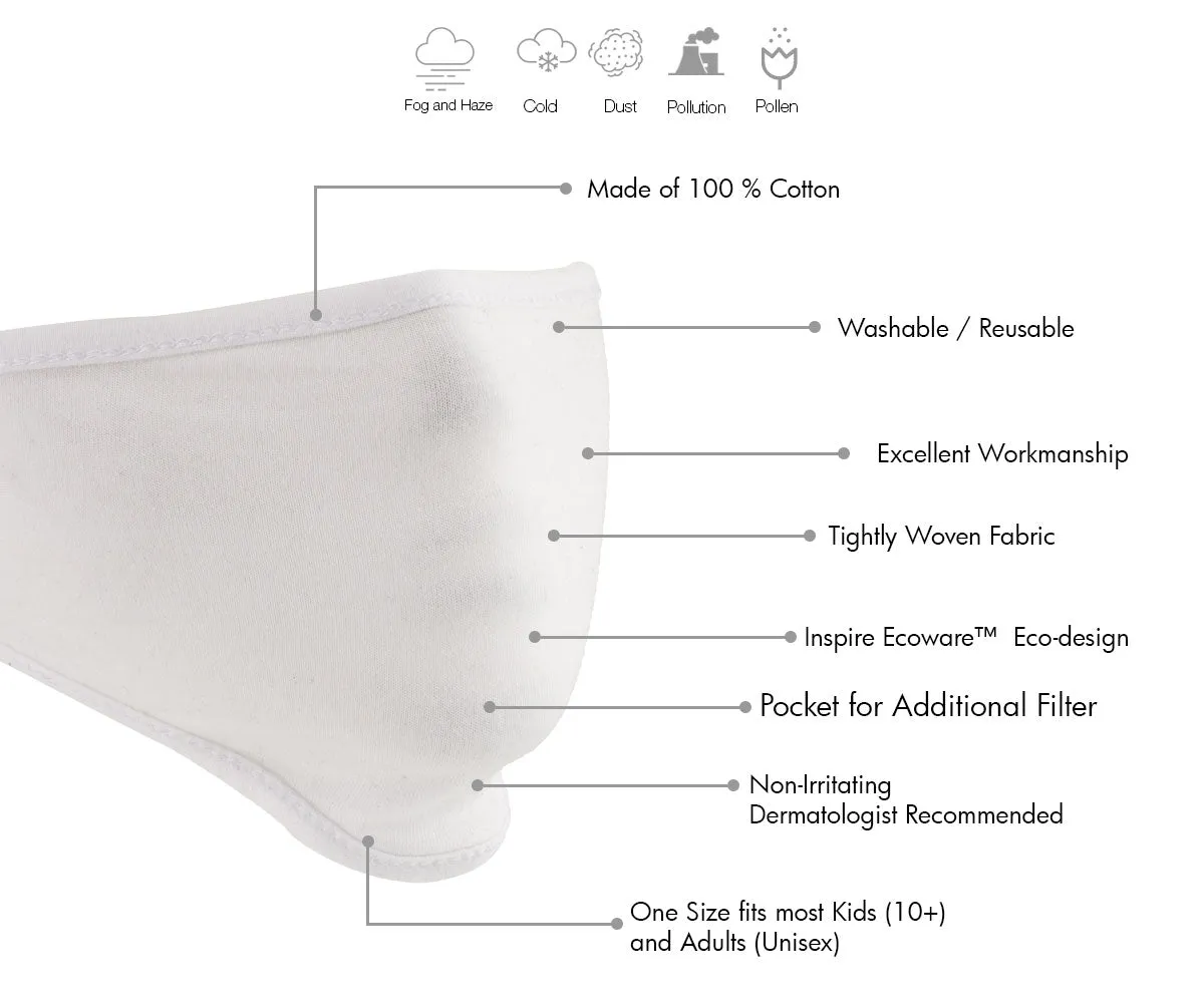 Xelement (Multi-Pack) XS8002 USA Made '100 % Cotton' White Protective Face Mask